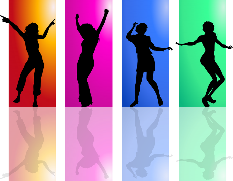 Dansende mensen silhouette