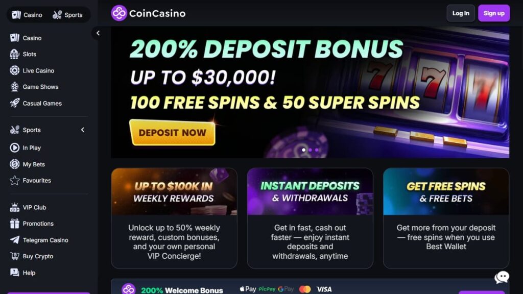 CoinCasino – Beste bookmaker zonder Cruks voor crypto-weddenschappen