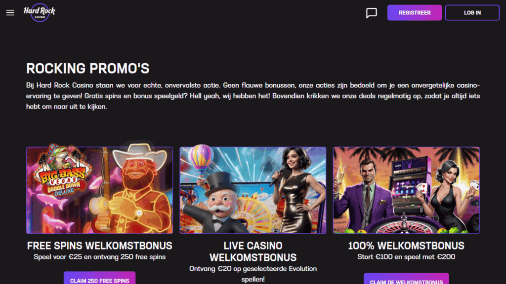 Hard Rock Casino snelle uitbetaling met 3 welkomstbonussen