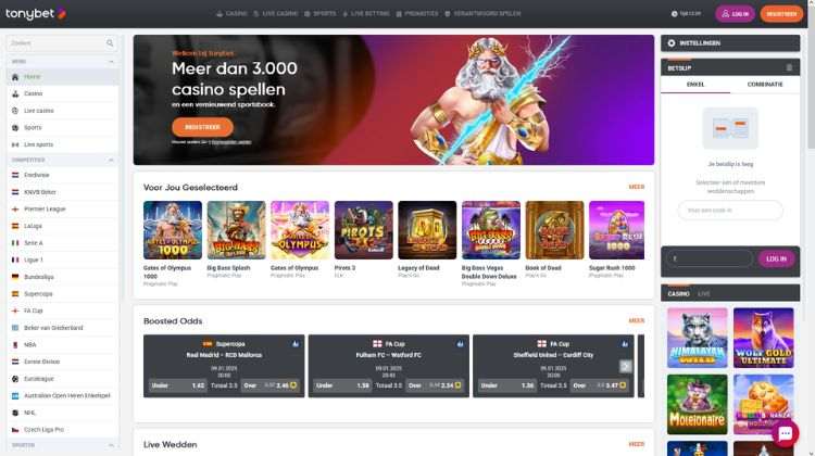 Tonybet - beste bookmaker Nederland voor wekelijkse gratis spins