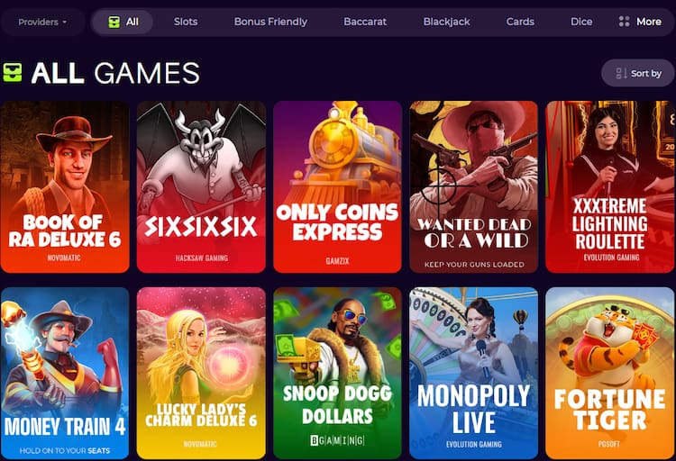 Spelaanbod in de games library van 0xBet casino