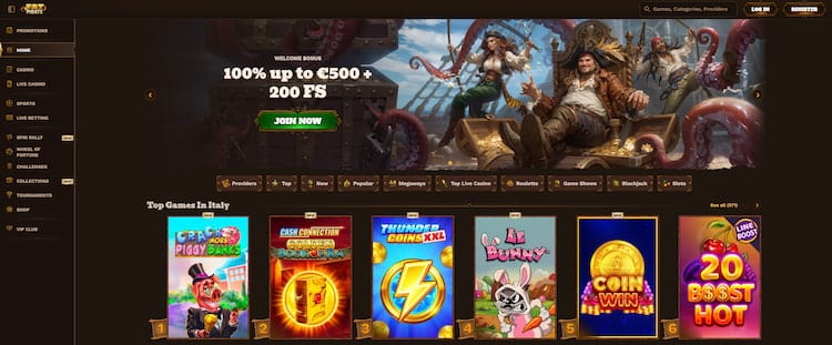 Fat Pirate homepage met bonus