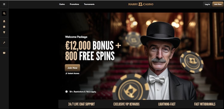 welkomstbonus pagina van Harry Casino