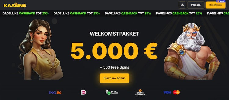 Kaasino review homepage welkomstbonus 