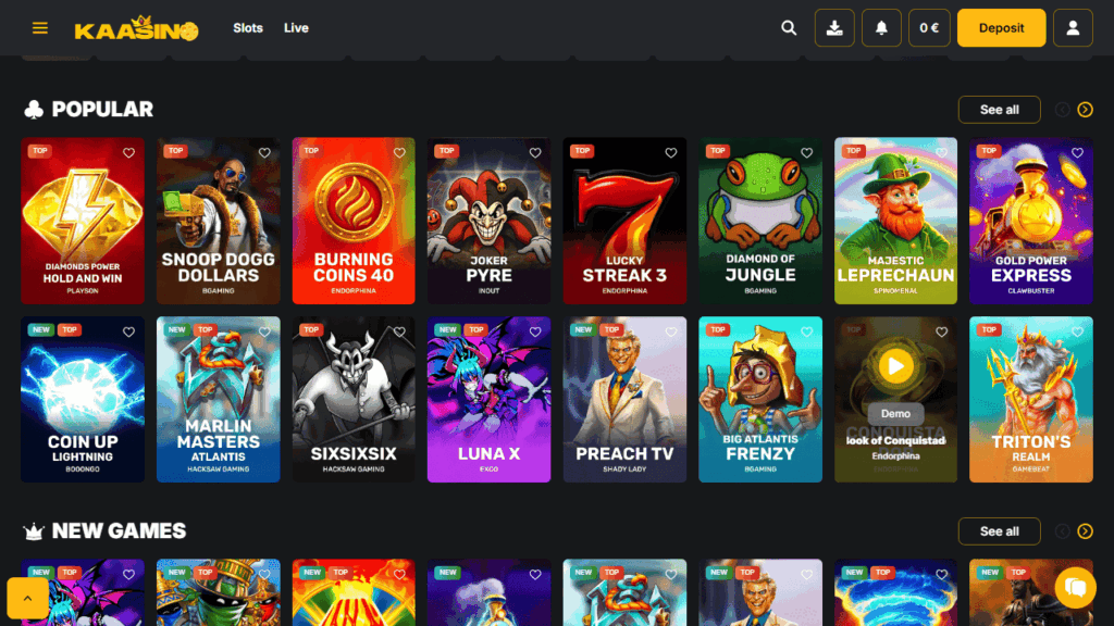 Kaasino review homepage spelaanbod