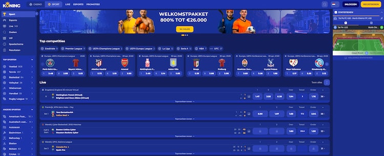 Koning sportsbook overzicht