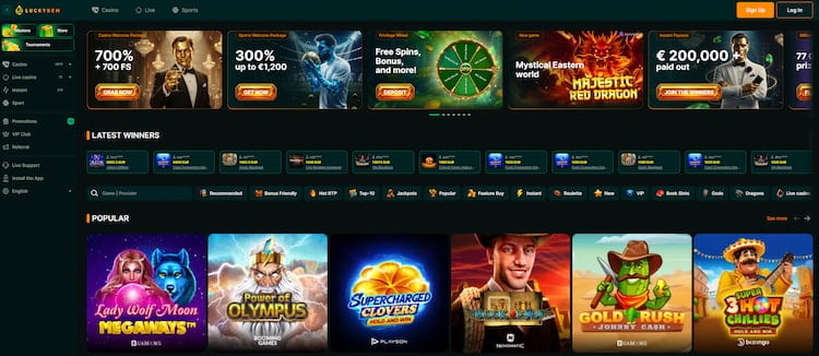 LuckyGem casino welkomstbonus pagina