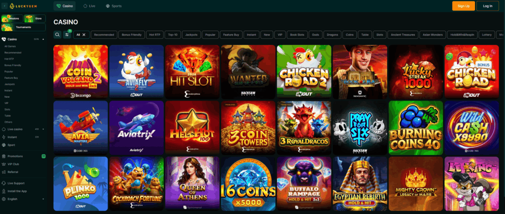 LuckyGem casino spelaanbod overzicht