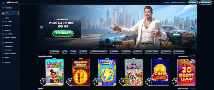 Millioner homepage met bonus
