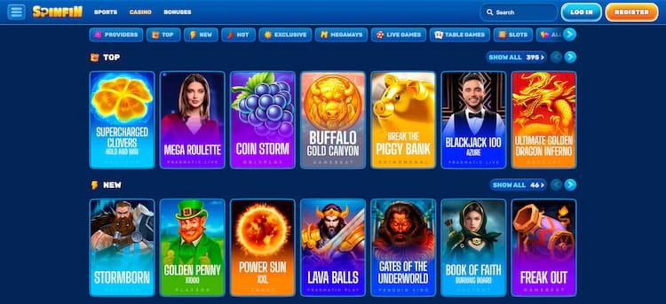 Spinfin casino spelaanbod overzicht