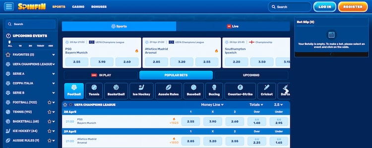Spinfin sportsbook overzicht