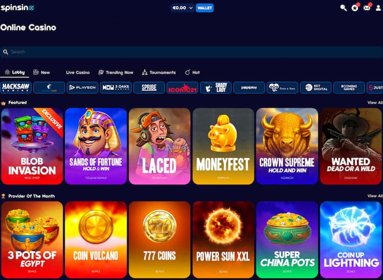 Spinsino games library