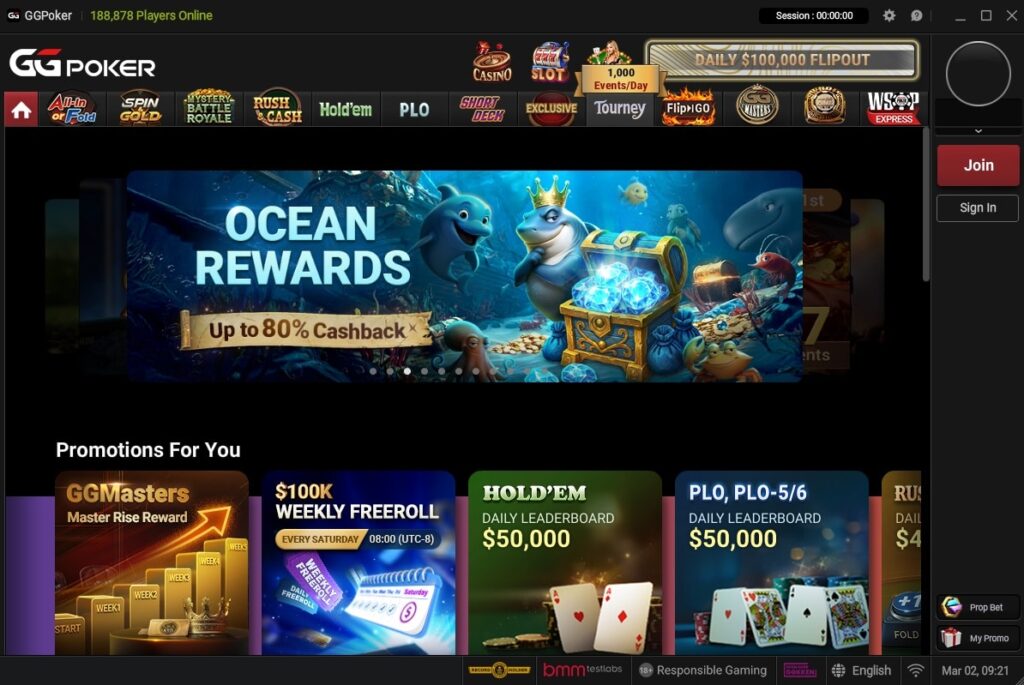 GGPoker homepagina poker site