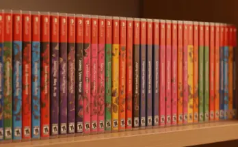 Colorful custom Nintendo Switch game case spines displayed on gaming shelf