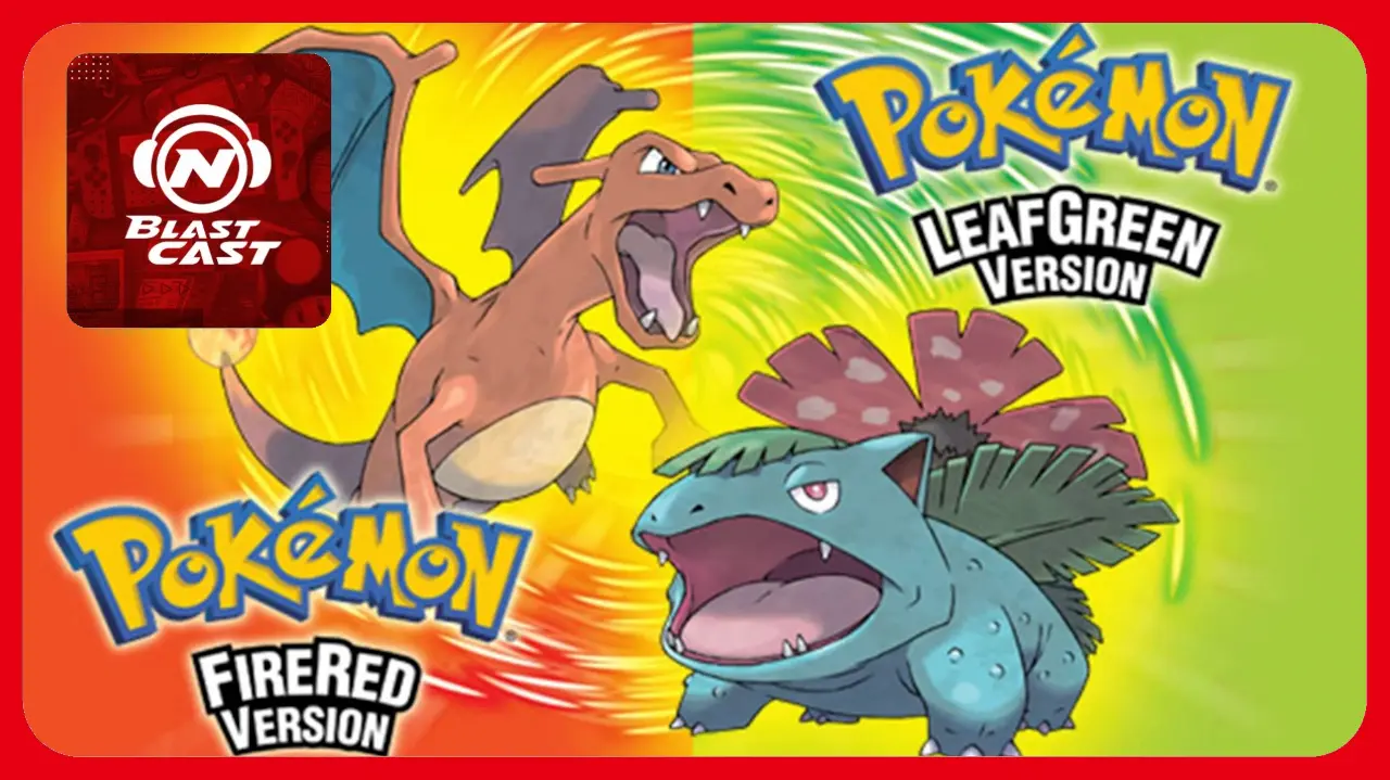 Promotieafbeelding van Pokémon FireRed en LeafGreen met Charizard en Venusaur.