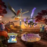 Promotionele afbeelding van Pokémon GO Twilight Trails seizoen met diverse Pokémon in een herfstlandschap.