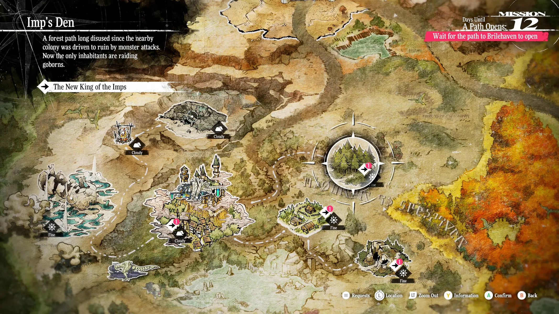 Een gedetailleerde gameplay-screenshot van de wereldkaart in Metaphor: ReFantazio.